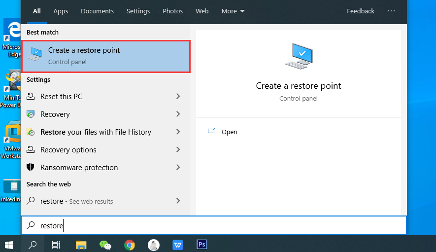 create a restore point
