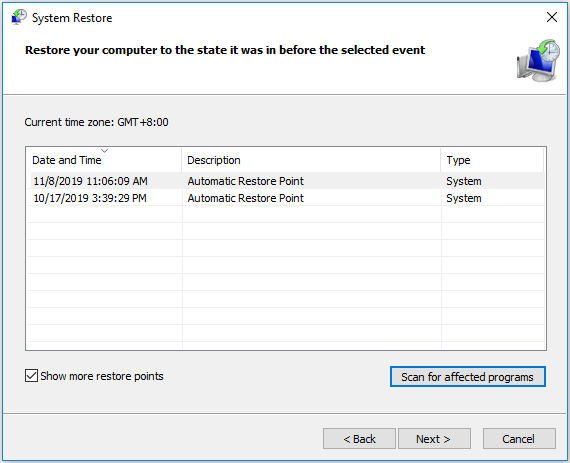 perform system restore