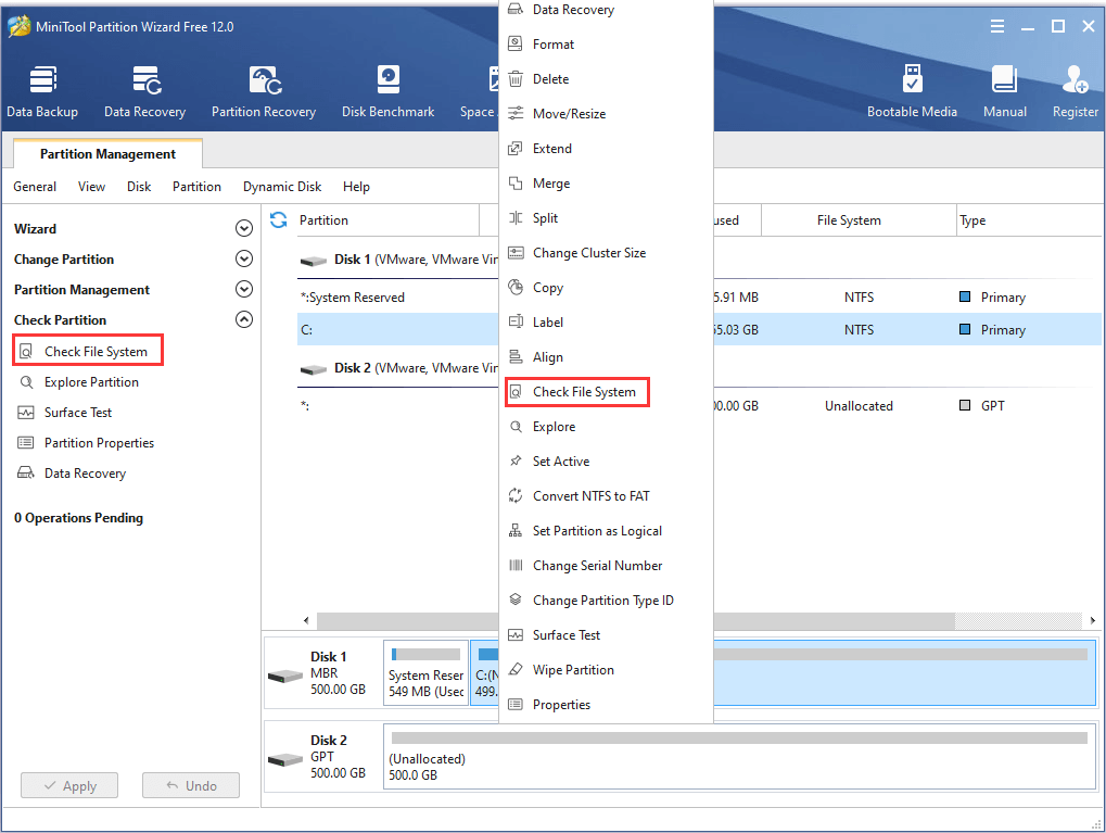 activate Check File System feature
