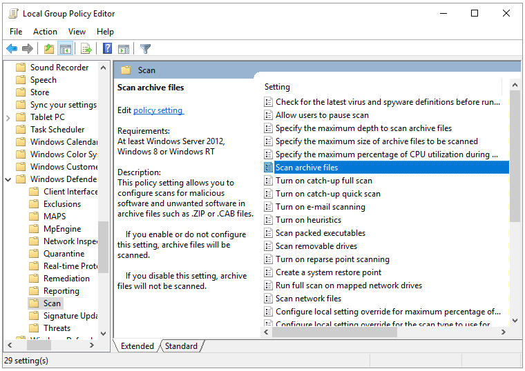 find Scan archive files