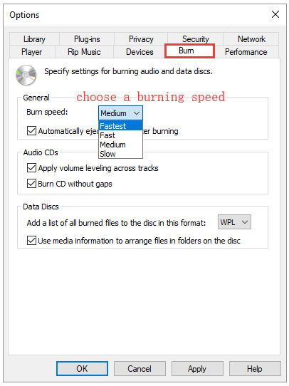 change the burning speed