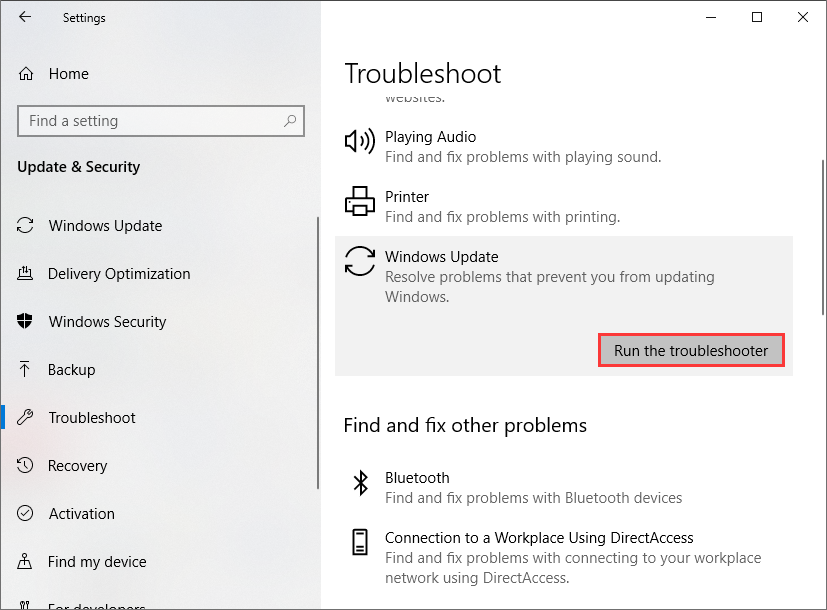Run the troubleshooter