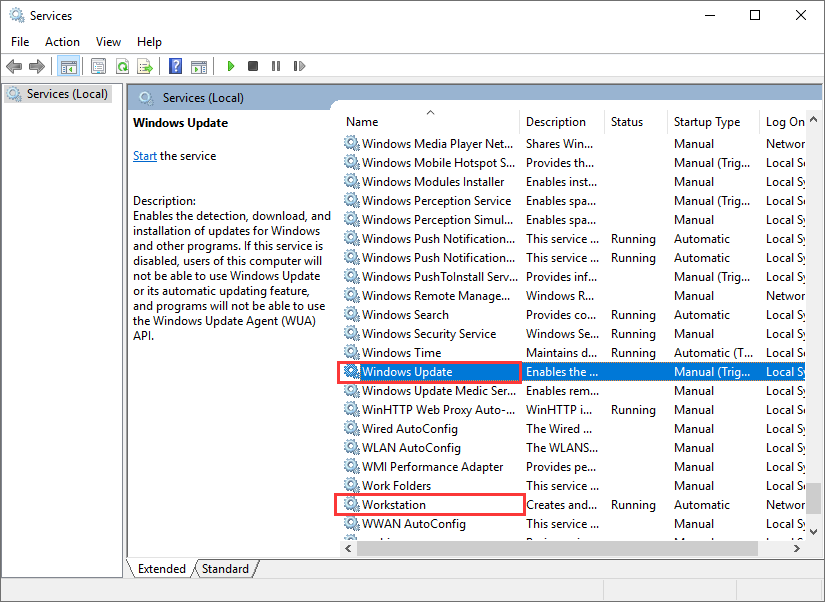 find Windows Update Services