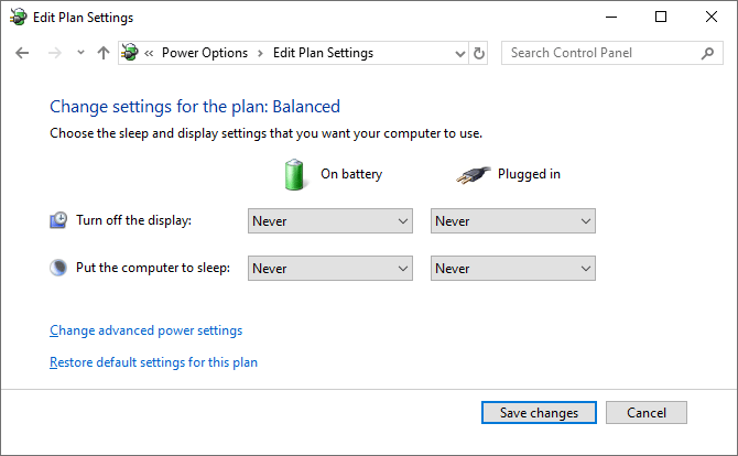disable Hibernate and Sleep mode