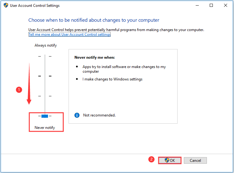 turn off User Account Control