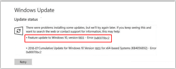 Windows update error 0x80070bc2