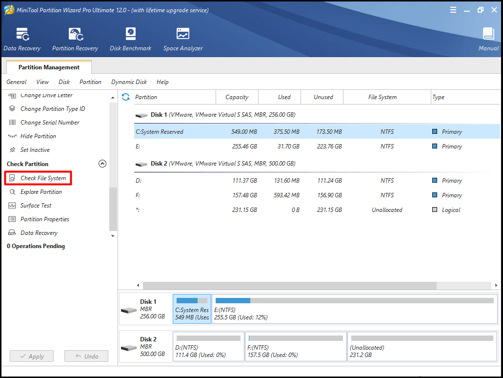 click on check file system