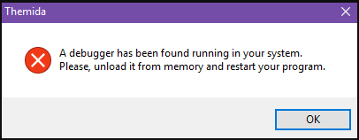 a debugger has been found running in your system