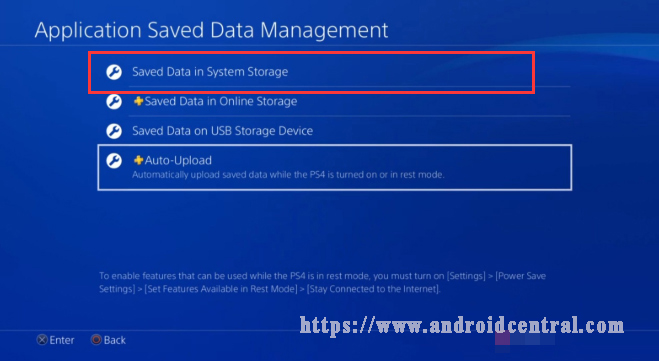 click on Saved Data in System Storage option