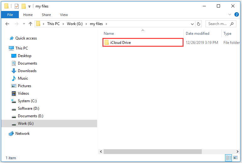 create the iCloud Drive on another location