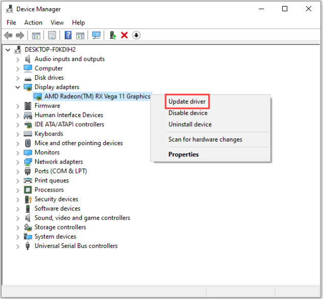 click Update driver