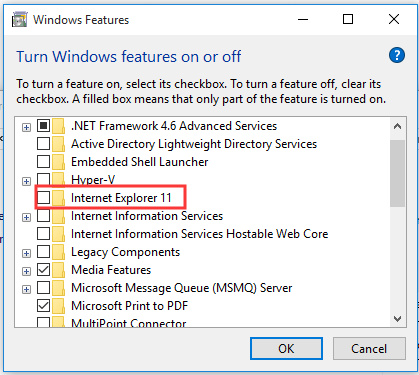 uncheck the folder of Internet Explorer