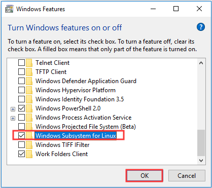 check Windows Subsystem for Linux