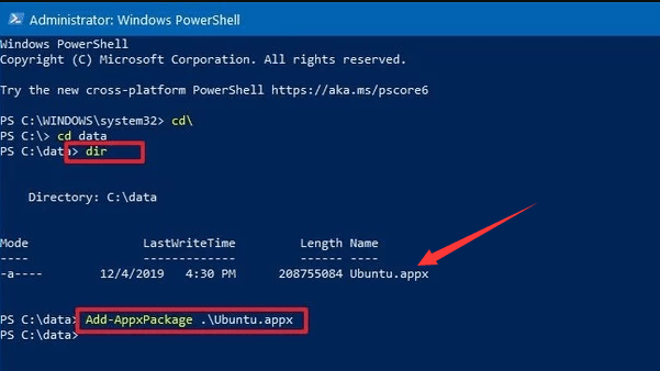 Install Linux using PowerShell