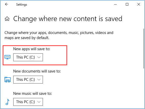 change where new content is saved