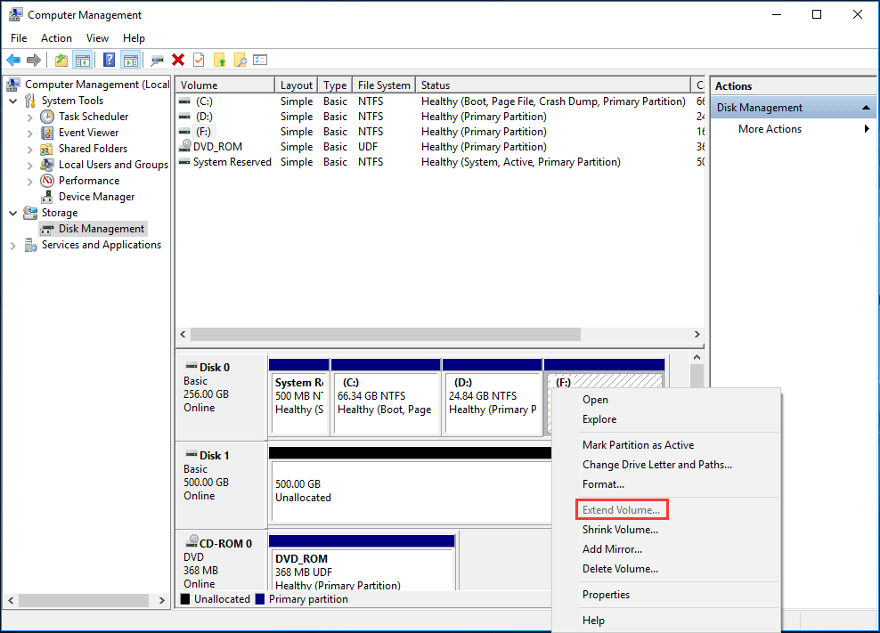 Disk Management merge partitions Windows 10