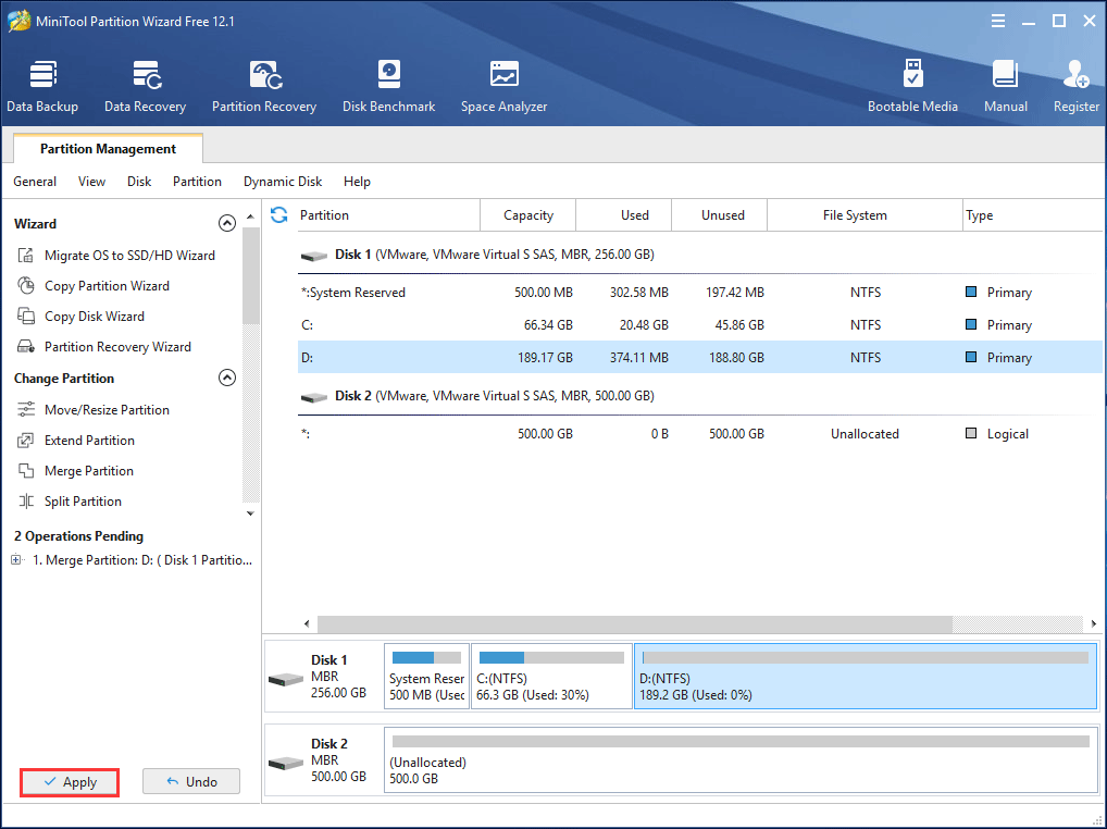 click apply to merge partitions without data loss 