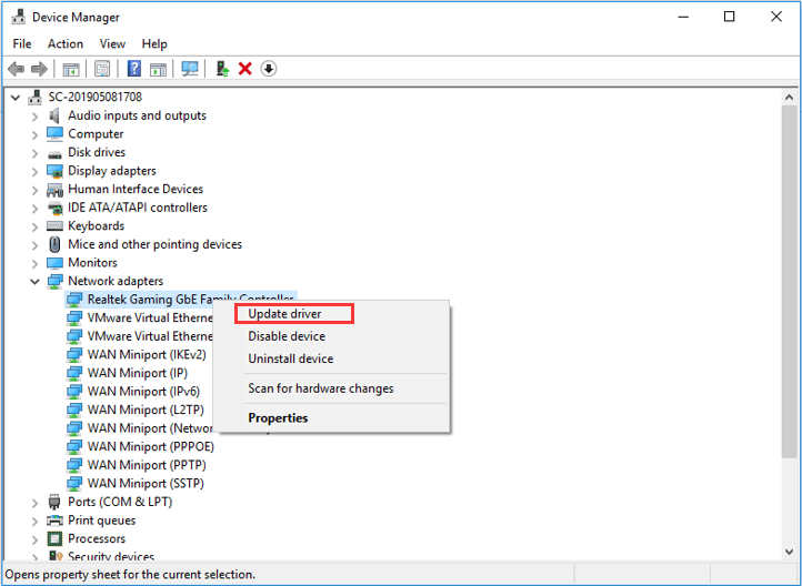 click Update driver