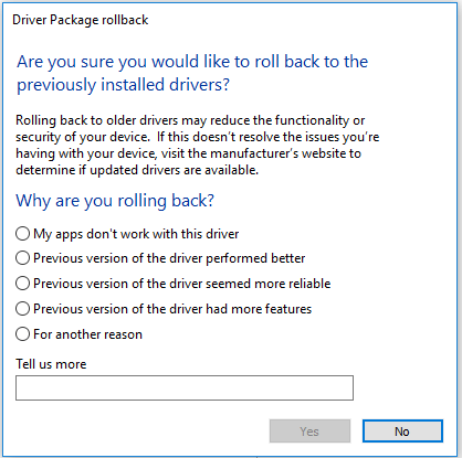 choose a reason and click Yes
