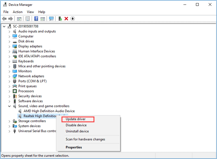 click Update driver