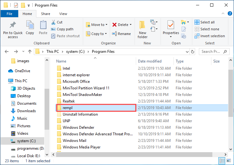 the location of the rempl folder
