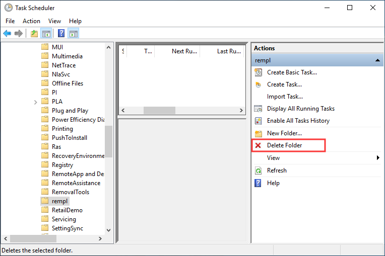 Delete Folder in Task Scheduler