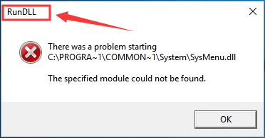 errore rundll presente in Windows 7 all'avvio