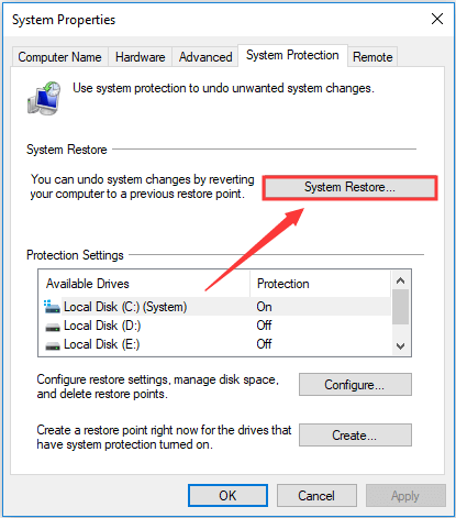 click System Restore