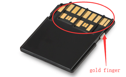 gold finger on the SD card