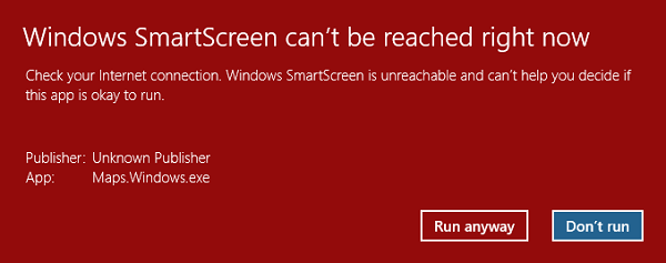 Windows SmartScreen can’t be reached right now