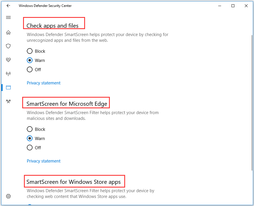 set the mentioned options to Warn