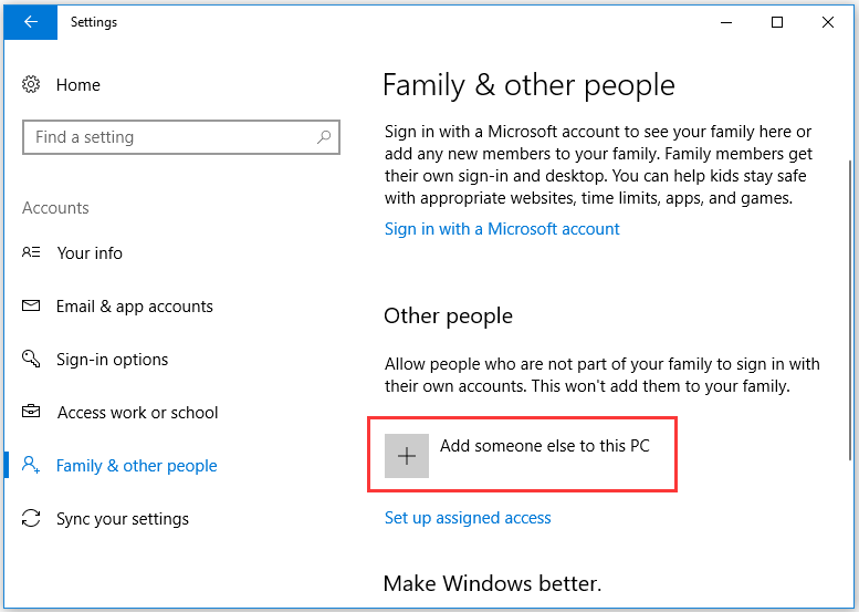create a new Windows user account  