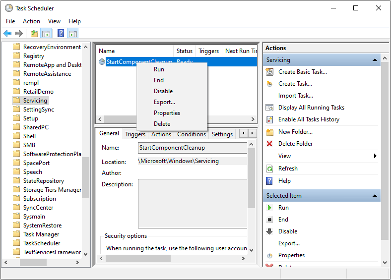 run the StartComponentCleanup Task via Task Scheduler