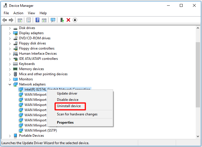 uninstall reinstall network adapter