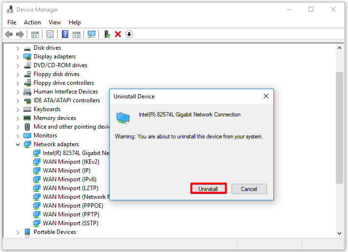 click on uninstall to carry out the operation
