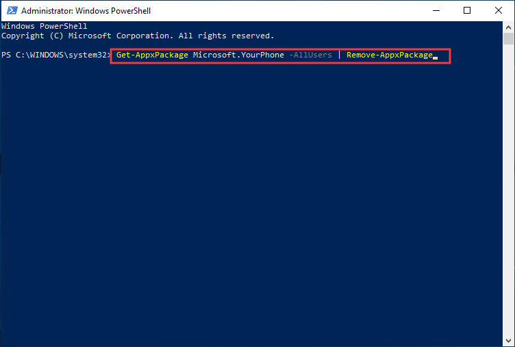 remove Your Phone app from Windows