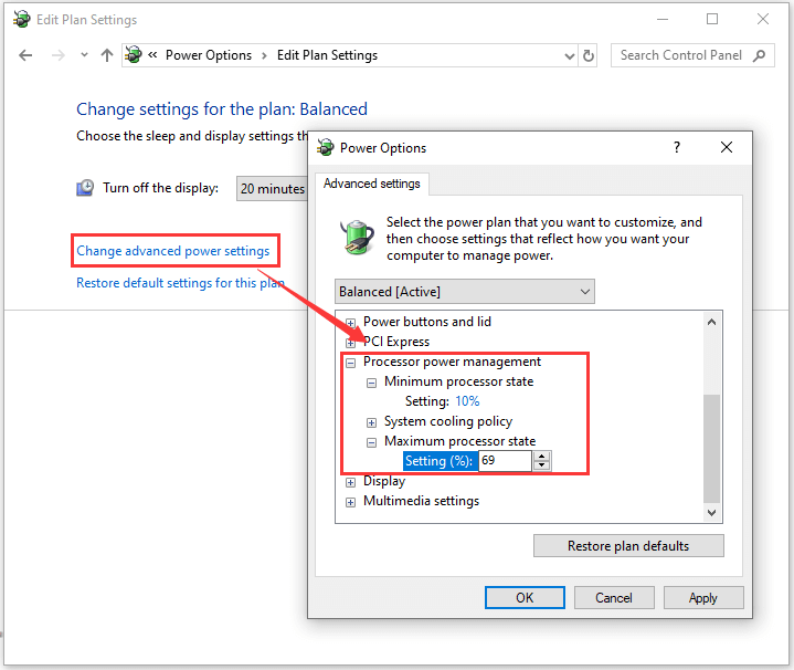 configure power options
