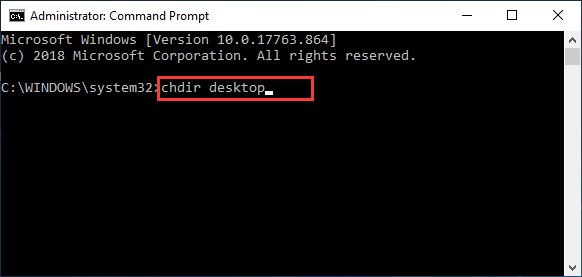 run chdir desktop command