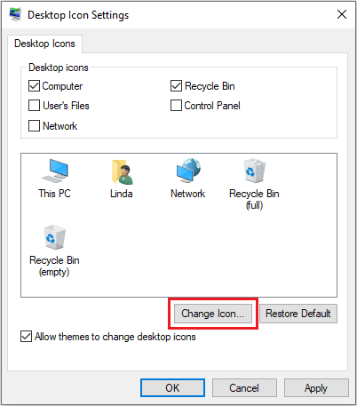 click Change Icon
