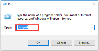 type diskpart in the Run box