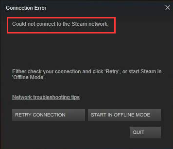 could not connect to Steam network