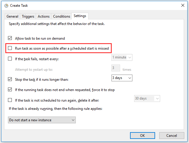 check Run task as soon as possible after a scheduled start is missed