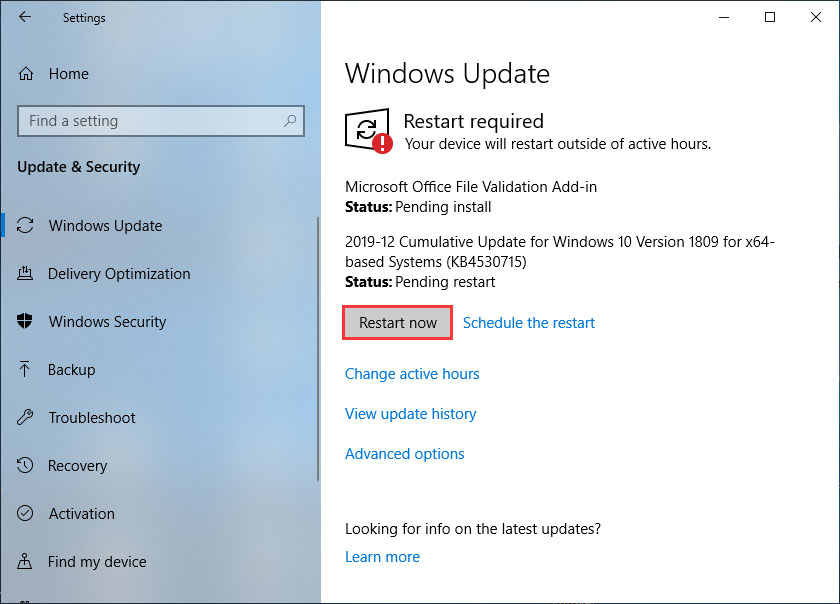 install the latest Windows updates