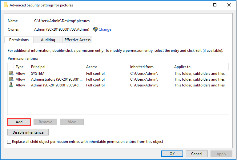 Fix Don’t Have Permission to View Object’s Security Properties