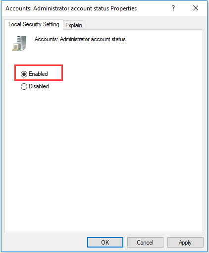 select Enabled