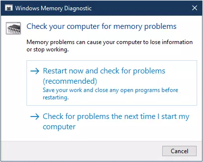 run Windows Memory Diagnostic