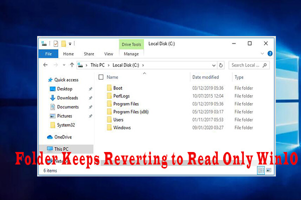 folder keeps reverting to read only Windows 10