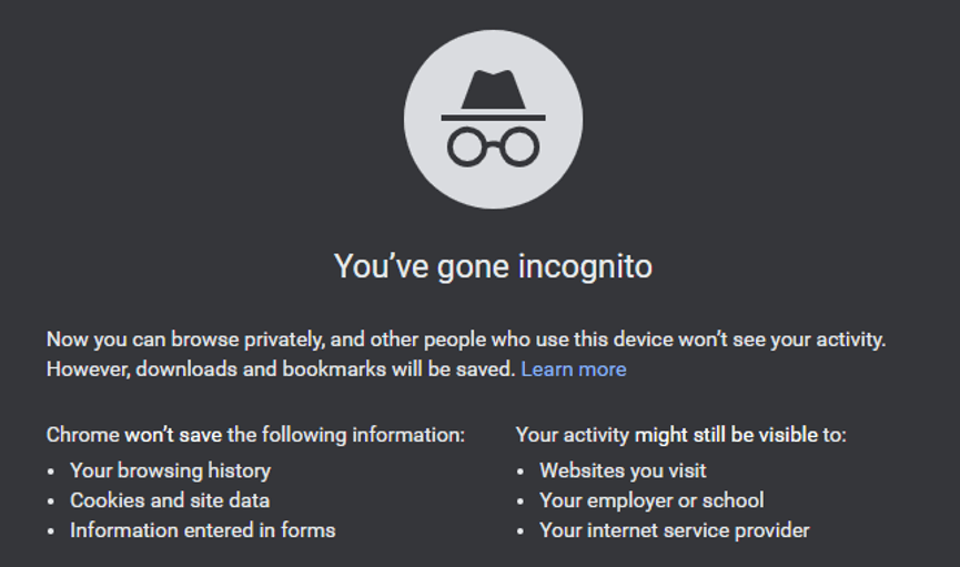 open Gmail in incognito mode