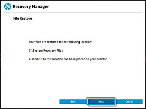 show the restore location