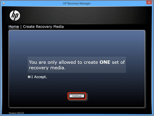 recovery media creation warning